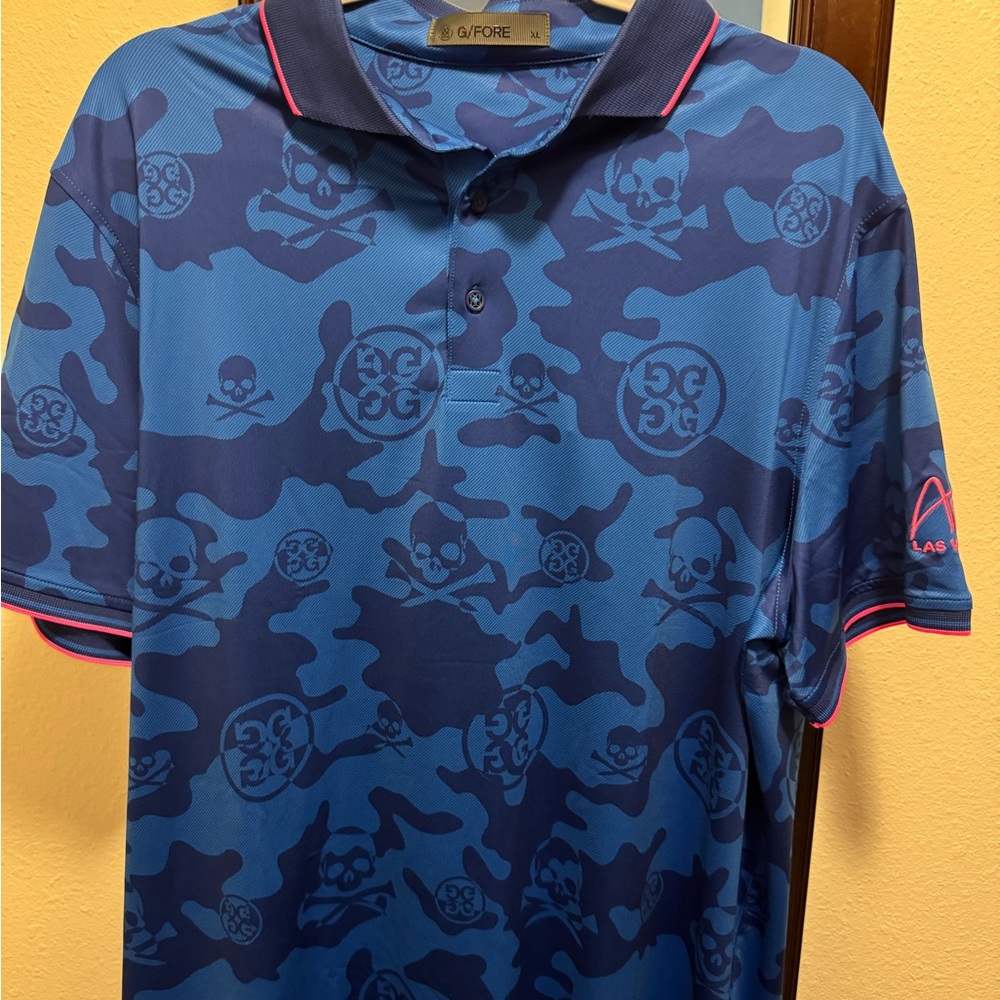 G/FORE Men's Blue Camo Polo Shirt